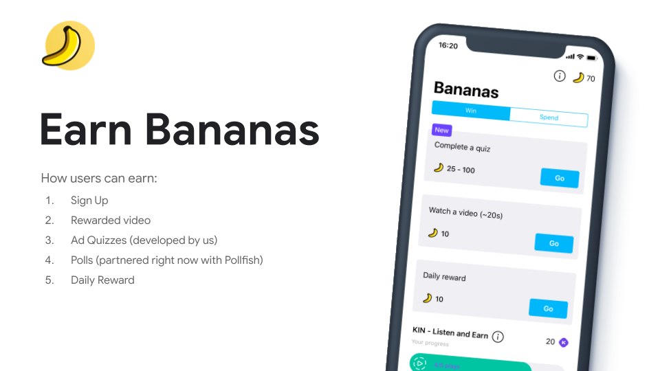 Earn bananas in MonkingMe app